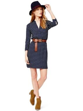 GAP Printed Split Neck Dress Size Small Color Waterdrop NWOT